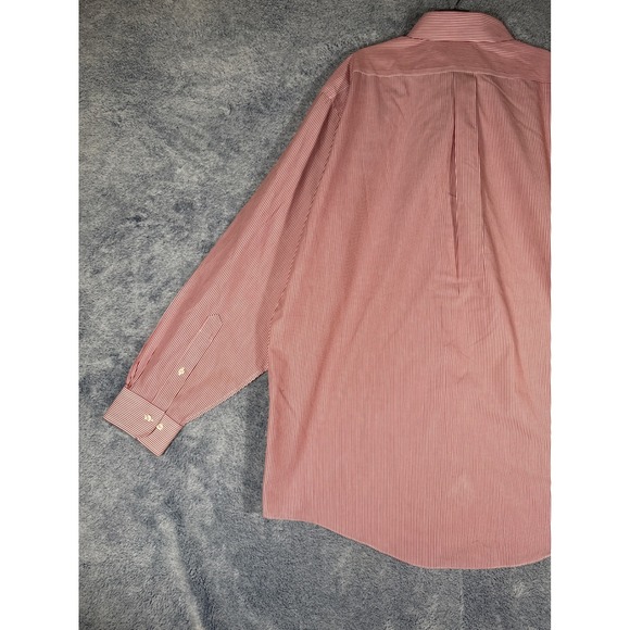 Brooks Brothers 346 Mens 18 6/7 Red White Striped Non-Iron Cotton Dress Shirt - Picture 9 of 11